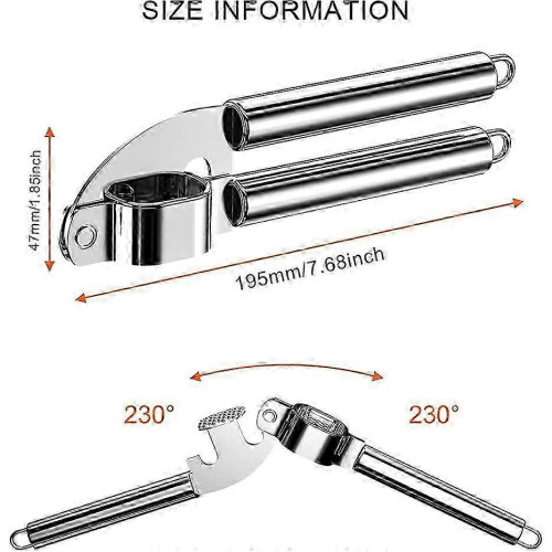 Stainless Steel Garlic Press - Portable Ginger/Garlic Chopper (Silver) 1