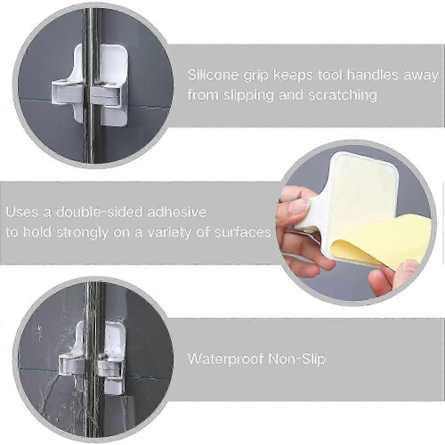 Self-Adhesive Broom Holder - Wall Mount Non-Slip compatible with Home 2