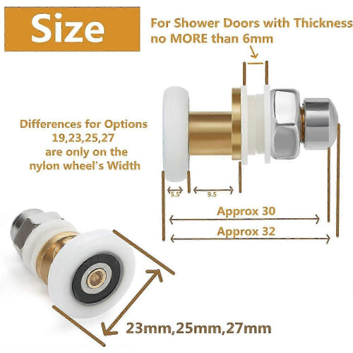Duschrollen 27 mm, Schiebetürrollen für Duschen, 8 Stück 1