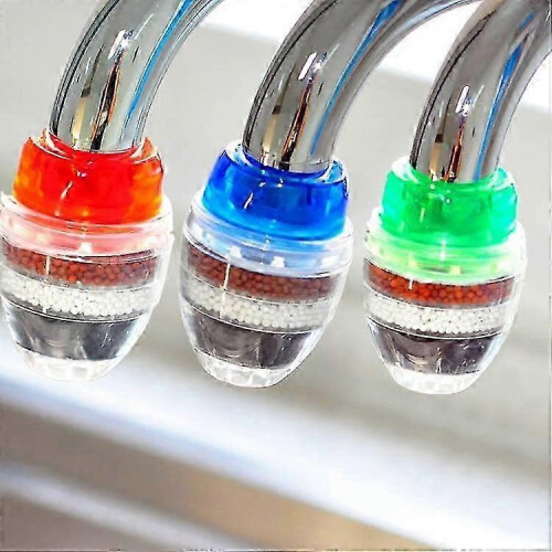 Red, 5pcs Mini Water Filter Faucet Purifier Charcoal Purifier Home Tools 2