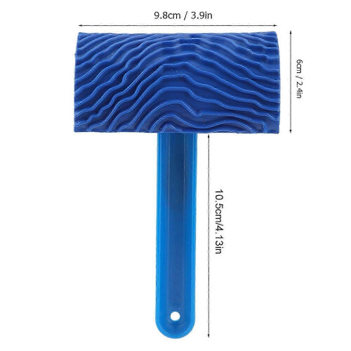 Blue Rubber Wood Grain Effect Paint Roller With Handle DIY Wall Decoration Tools 2