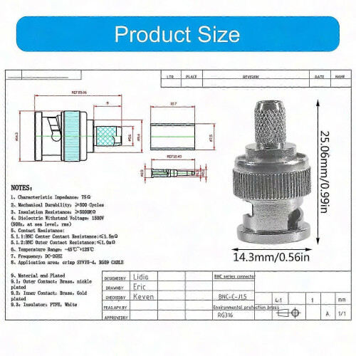 Kupfer BNC-Stecker auf RG59-Adapterstecker 2