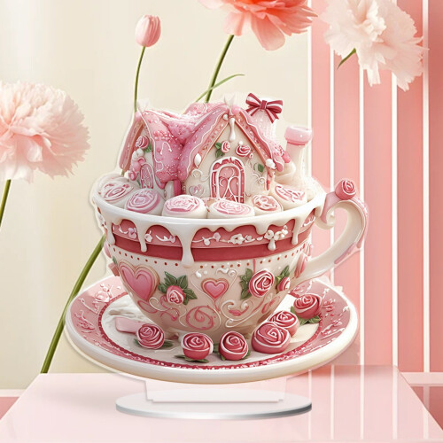 Rosa hjerte-cupcake-akrylornament – Valentinsdagen 2