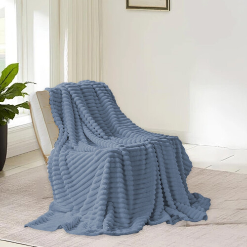 Double-Layer Raschel Blanket 70x100cm Light Blue 1