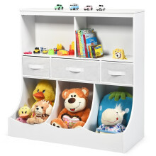 Armoire de rangement pour enfants à 3 niveaux avec 8 compartiments et tiroirs,
