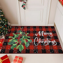 Tapis de Noël rouge en polyester, 60 x 40 cm