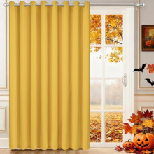 Mustard Yellow Blackout Curtain for Sliding Door, Grommet,