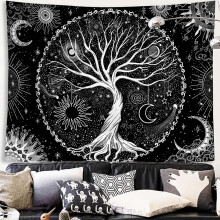 Tapisserie Arbre de Vie Noir Esthétique 50 x 60 pouces