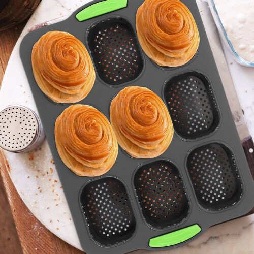 Forma quadrada de silicone para pão com 12 cavidades