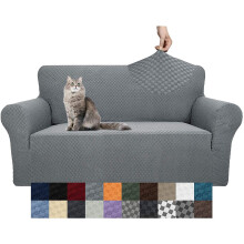 Housse de canapé deux places jacquard gris clair 140–175 cm
