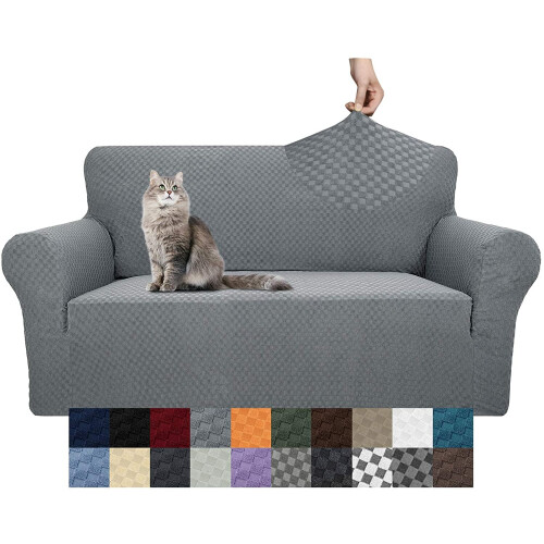 Housse de canapé deux places jacquard gris clair 140–175 cm