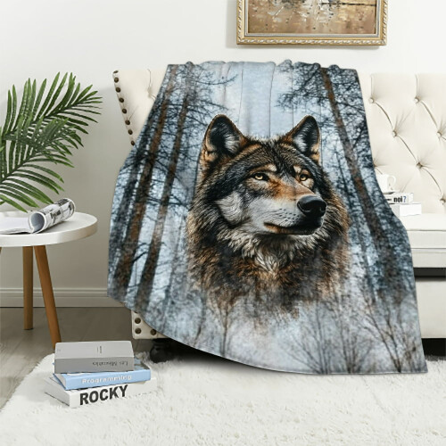 Manta de flanela Cool Wolf 50x60 polegadas