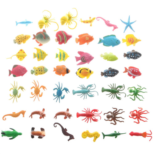 Conjunto de 40 figuras de animais marinhos