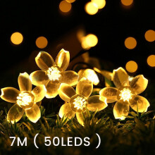 50LED solcelledrevne blomsterlyskæder, 8 tilstande, vandtæt