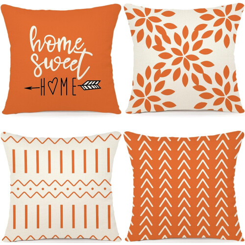 Conjunto de 4 capas de almofada decorativas em linho, 45x45cm