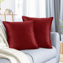 Fluwelen kussenhoes vierkant 20x20 inch kersenrood 2-pack