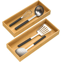 Set de 2 organizatoare de sertare din bambus, 15x6x2in