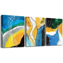Ensemble de 3 tableaux modernes sur toile noire et blanche