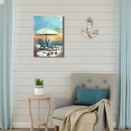 Quadro decorativo de parede com tema de praia, 30x40cm (12x16 polegadas), emoldurado. 1