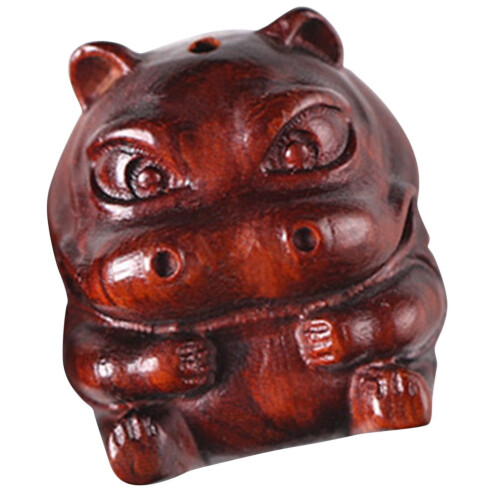 Figurine décorative hippopotame en bois - Café, 2,5 cm 2