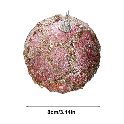 Blue Sequin Glitter Christmas Tree Ball Ornament 3.15 Inch 2