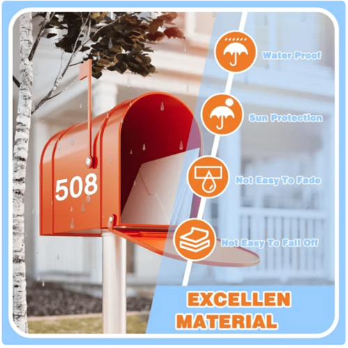 Reflektierende Briefkastennummern 0-9, Weiß, 5er-Set 2