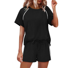 2 Piece Sets for Women Matching Sets Airport Vacation-Black XL
