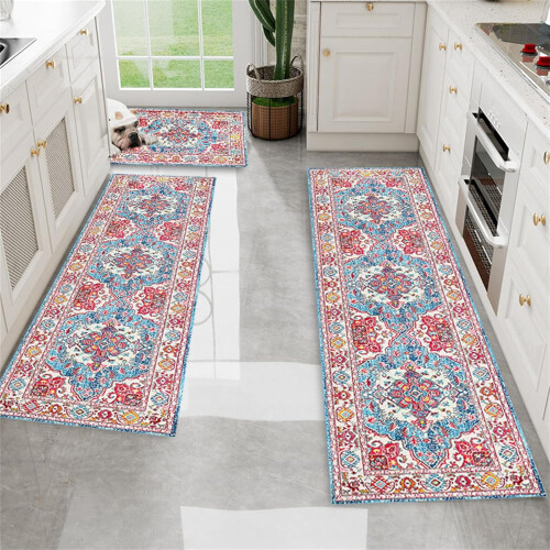 Ensemble de tapis de cuisine style campagnard, 3 pièces, design bohème 2