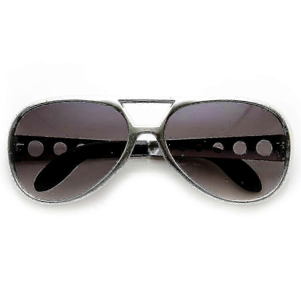 (Silver) Elvis King Of Rock Roll Aviator Sunglasses Silver