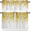 Yellow Eucalyptus Kitchen Curtain Set – Valance & 2 1