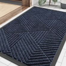 Paillasson triangulaire en caoutchouc naturel 91 x 61 cm, bleu marine