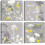 Ensemble de 4 toiles murales abstraites représentant des fleurs et des oiseaux 1