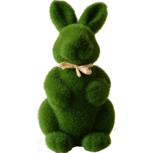 Décoration lapin en mousse verte et peluche 22 cm