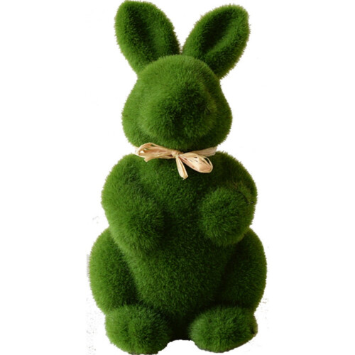 Décoration lapin en mousse verte et peluche 22 cm