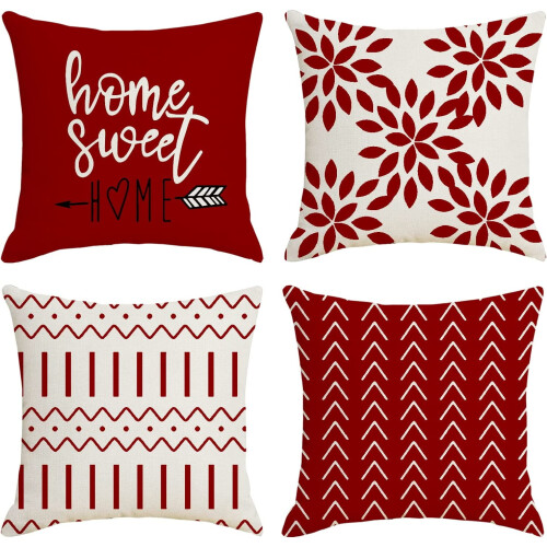 Conjunto de 4 capas de almofada de linho 50x50cm
