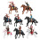 Set de 8 figuras de vaqueros del Oeste y caballos indios 1