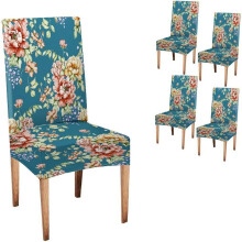 Ensemble de 4 housses de chaises de salle Ă manger Ă motifs floraux, housses extensibles