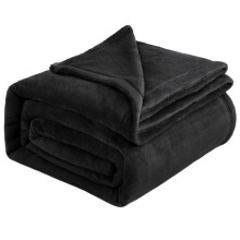 Couverture en polaire microfibre noire, format double/queen