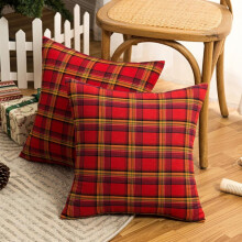 Lot de 2 housses de coussin de Noël à carreaux écossais