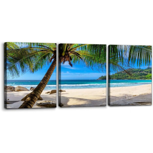 Conjunto de quadros em tela com tema de ilha tropical – 30x40cm (12x16 polegadas)