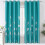 Teal Blackout Curtains Silver Palm Pattern 2 Panels 52x72 1