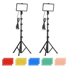 Lot de 2 lampes vidéo LED USB avec supports et filtres