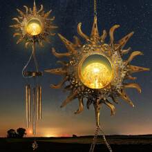 Carillon solaire à vent avec boule en verre craquelé, 1 pièce