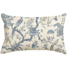 Chinoiserie kussenhoes met blauwe bomen, 12x20 inch