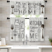 Ensemble de rideaux de cuisine style ferme blanche : cantonnière + 2 rideaux