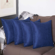 Marineblauwe effen sierkussenhoes (18x18 inch, set van 4)