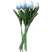 Lot de 10 mini tulipes artificielles réalistes au toucher, couleur bleu sarcelle foncé
