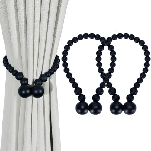 Magnetische Gardinenhalter aus Holzperlen, 2er-Pack