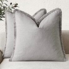 Fodere per cuscini in ramia e cotone con frange, 45x45 cm (confezione da 2)