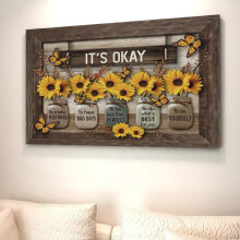 Sonnenblumen-Wandbild auf Leinwand, inspirierendes Zitat, 12x18
